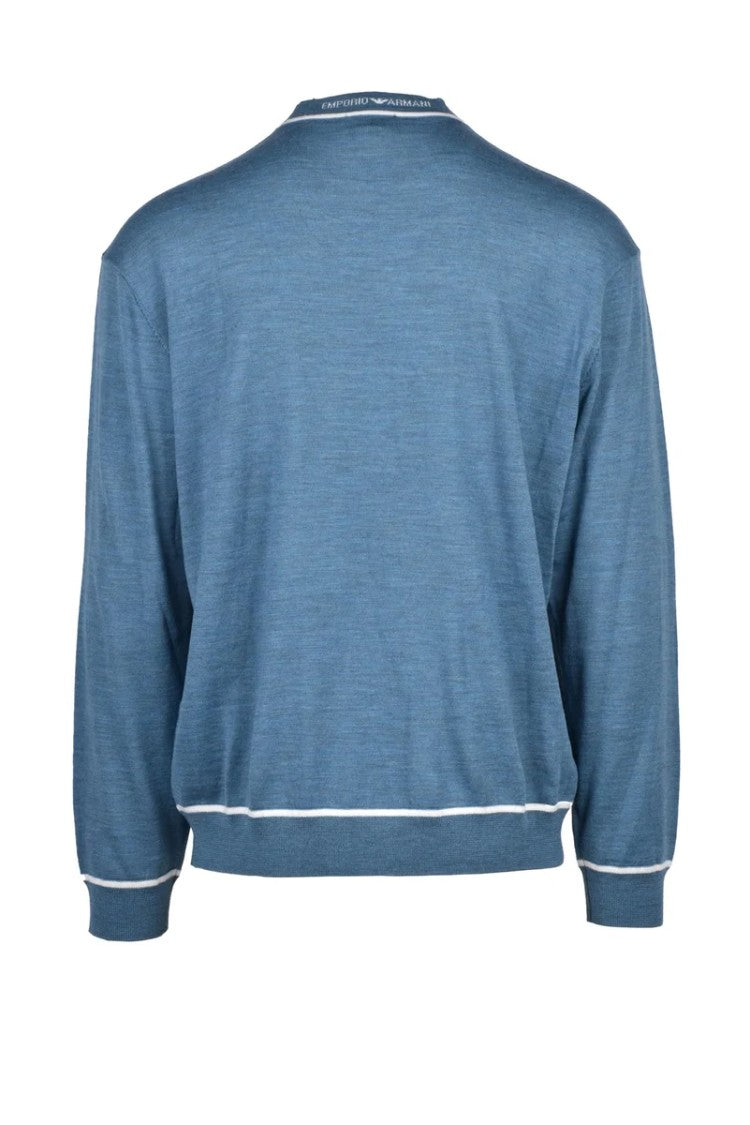 Emporio Armani Wool Crew Neck Sweater - Light Blue