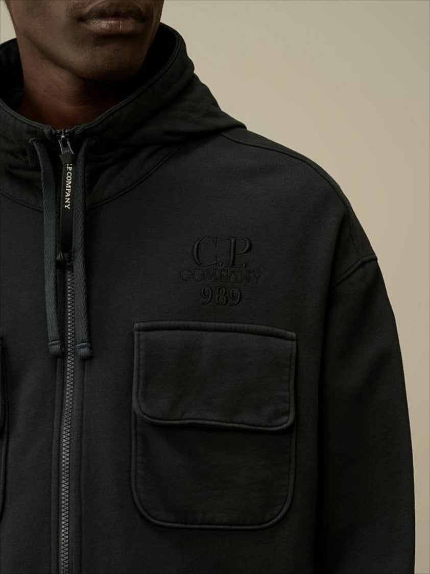 C.P. Company Relaxed Fit Cotton Jacket With Hood And Flap Pockets