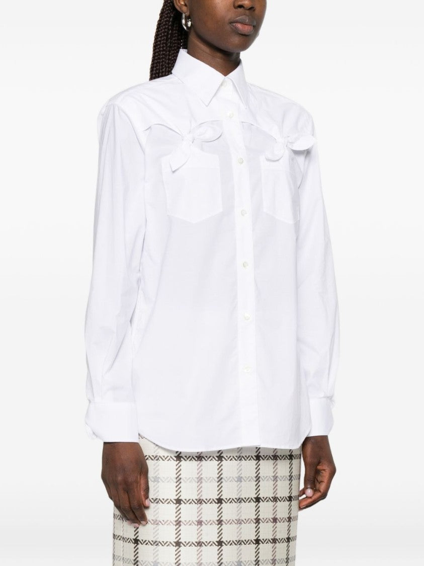 Moschino White Bow Detail Point Collar Top
