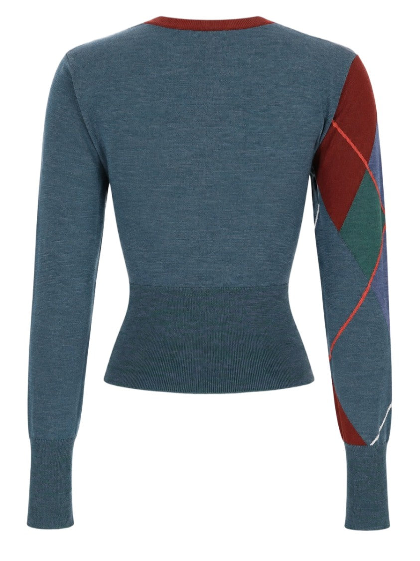 Vivienne Westwood Argyle Pattern Fitted Sweater With Button-Down Front