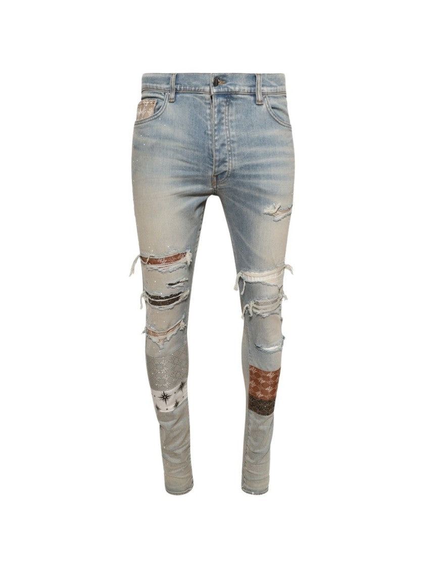 Amiri Quad Artpatch Skinny Jean Antique Indigo