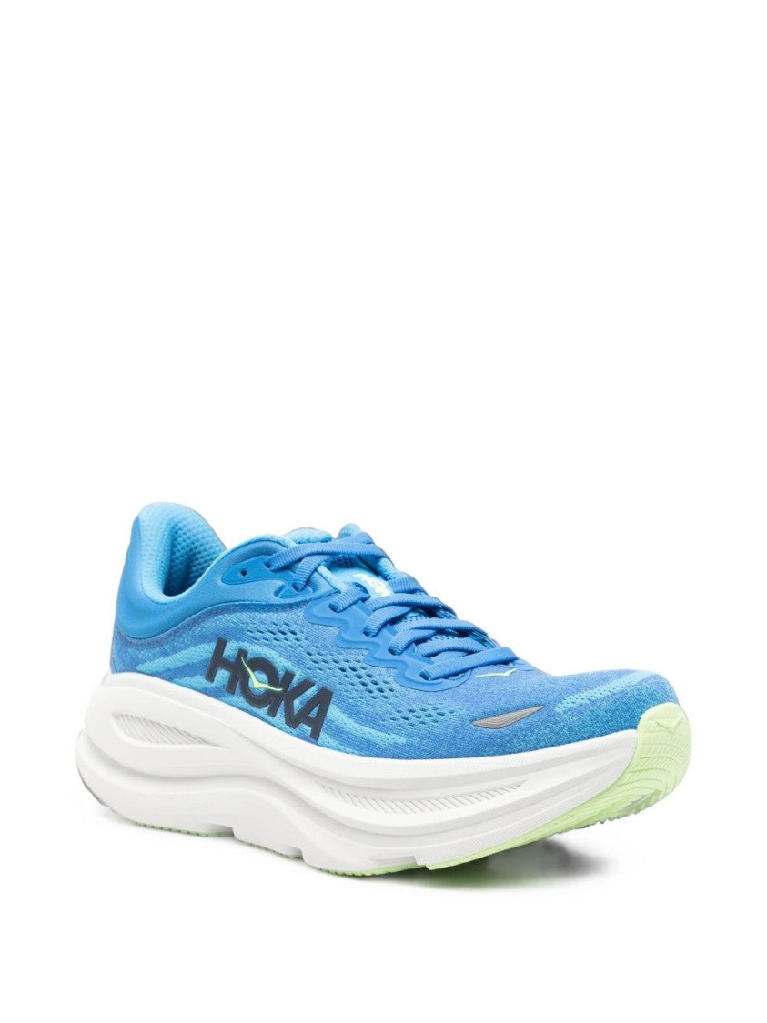 Hoka Blue Cushioned Sole Sporty Leather-Blend Sneakers