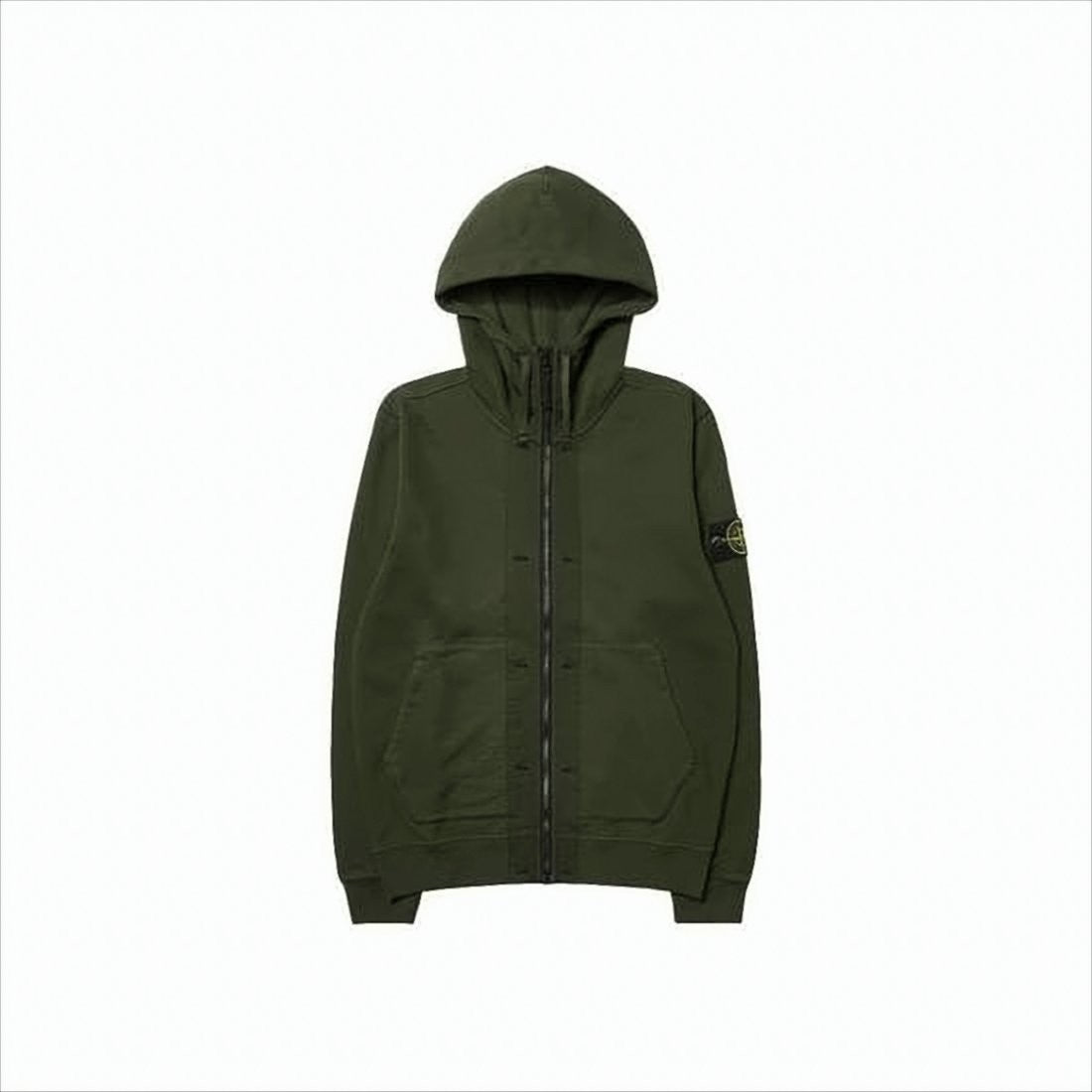 Stone Island Green Cotton Hoodie With Zipper