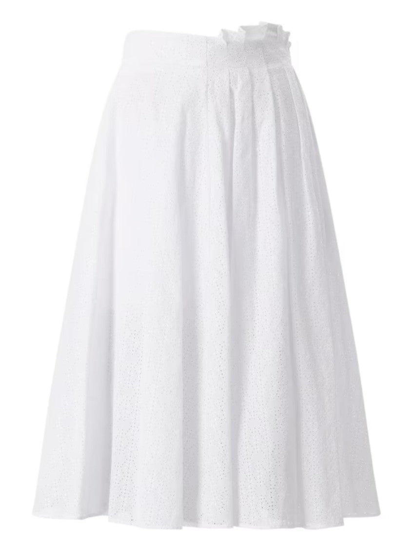 Msgm Flared White Gathered Midi Skirt