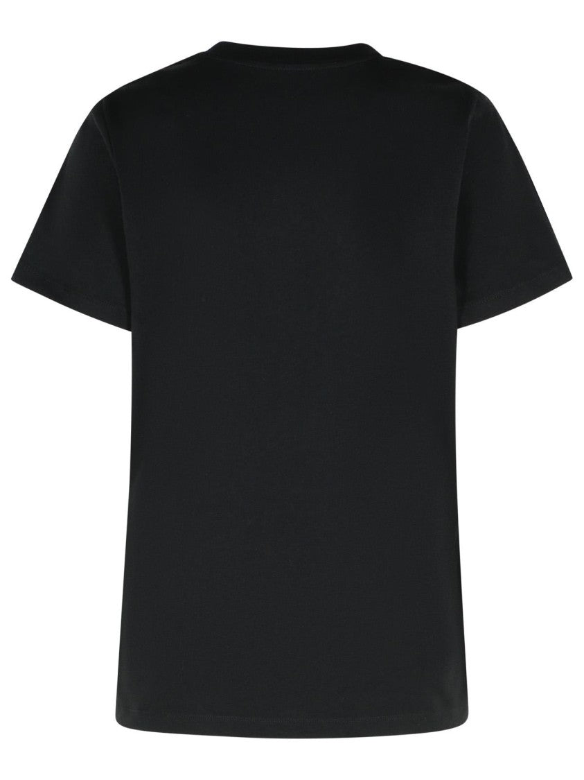 Moncler Ribbed Black Cotton T-Shirt With Embossed Logo Detail