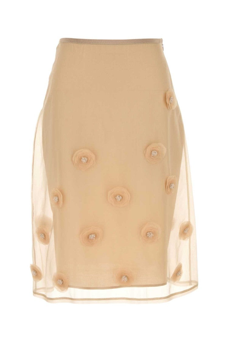 Mm Studio Beige Silk Ombrosa Skirt