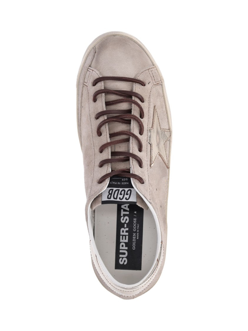 Golden Goose Beige Calf Suede Sneakers With Star Applique