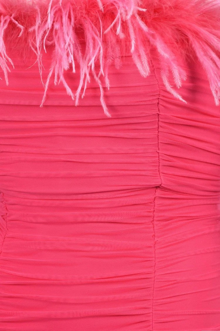Patrizia Pepe Bustier Dress Stretch Tulle - Fuchsia