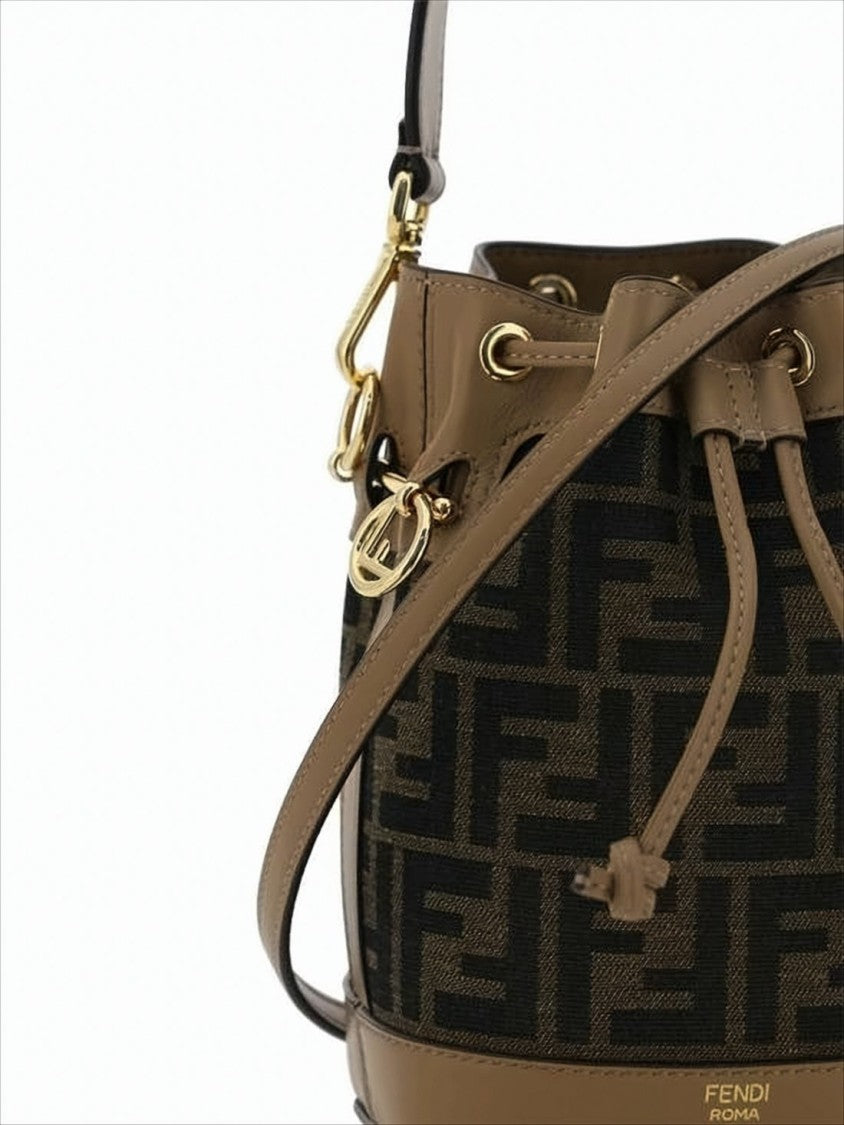 Fendi Bucket-Style Monogram Shoulder Bag With Drawstring Closure