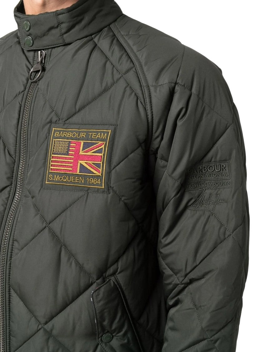 Barbour Diamond-Patterned Quilted Zip-Up Logo Patch Down Jacket