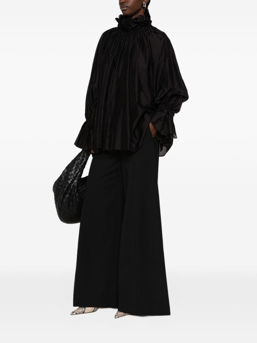 The Latest Black Flowing Ruffled Shirt
