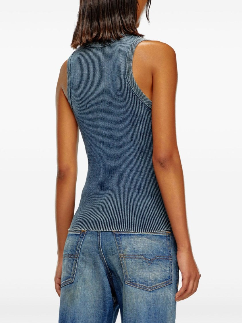 Diesel Ribbed Sleeveless Top With Distinctive Logo Detail
