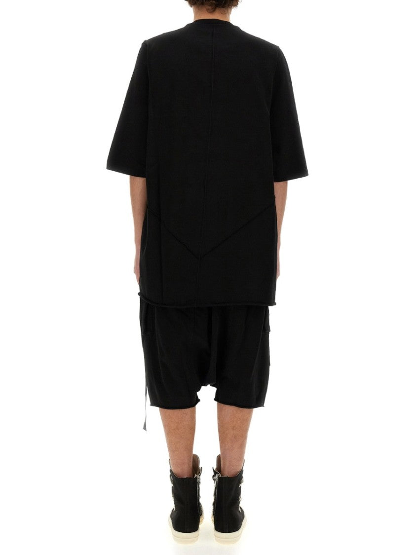 Drkshdw By Rick Owens Oversized Cotton T-Shirt With Geometric Design And Relaxed Fit