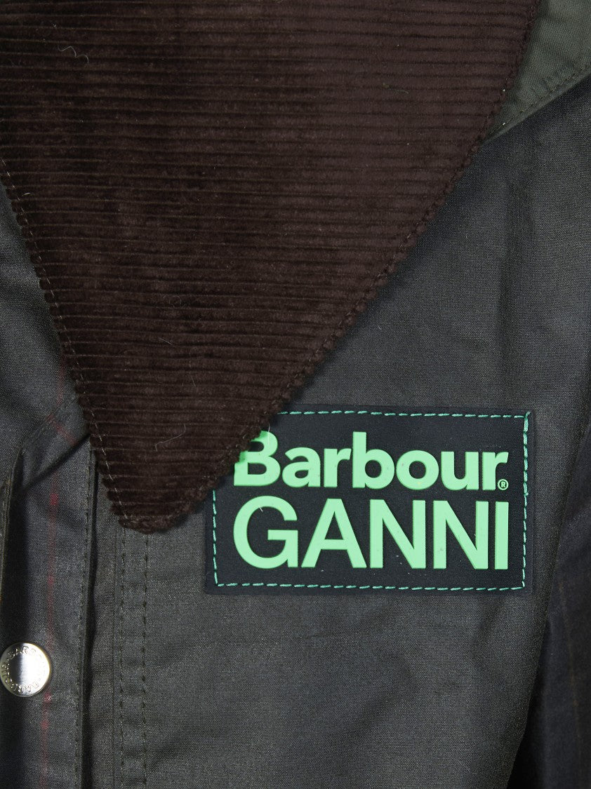 Barbour X Ganni Dark Waxed Wide Collar Jacket