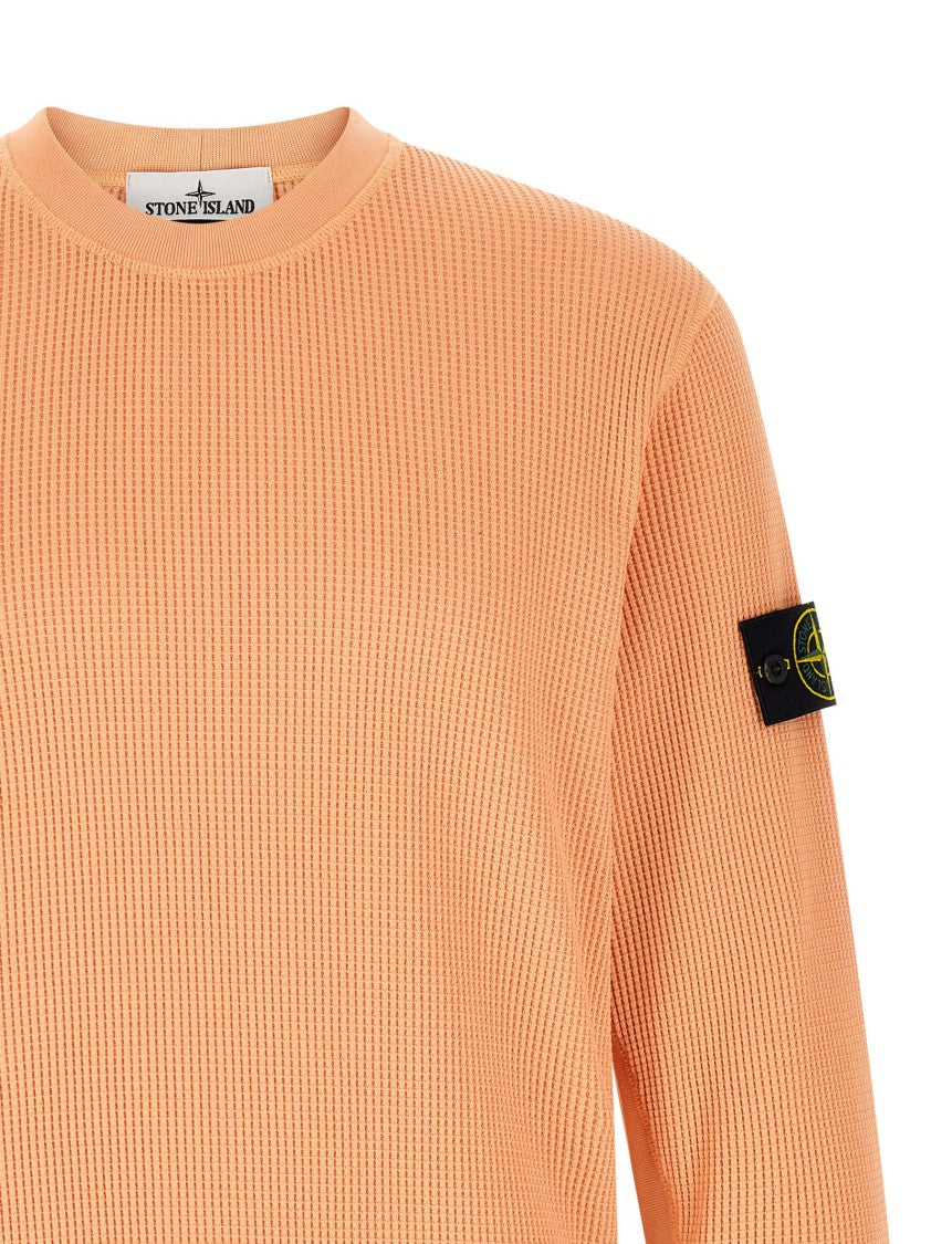 Stone Island Honeycomb Fleece Sweatshirt With Ribbed Side Inserts