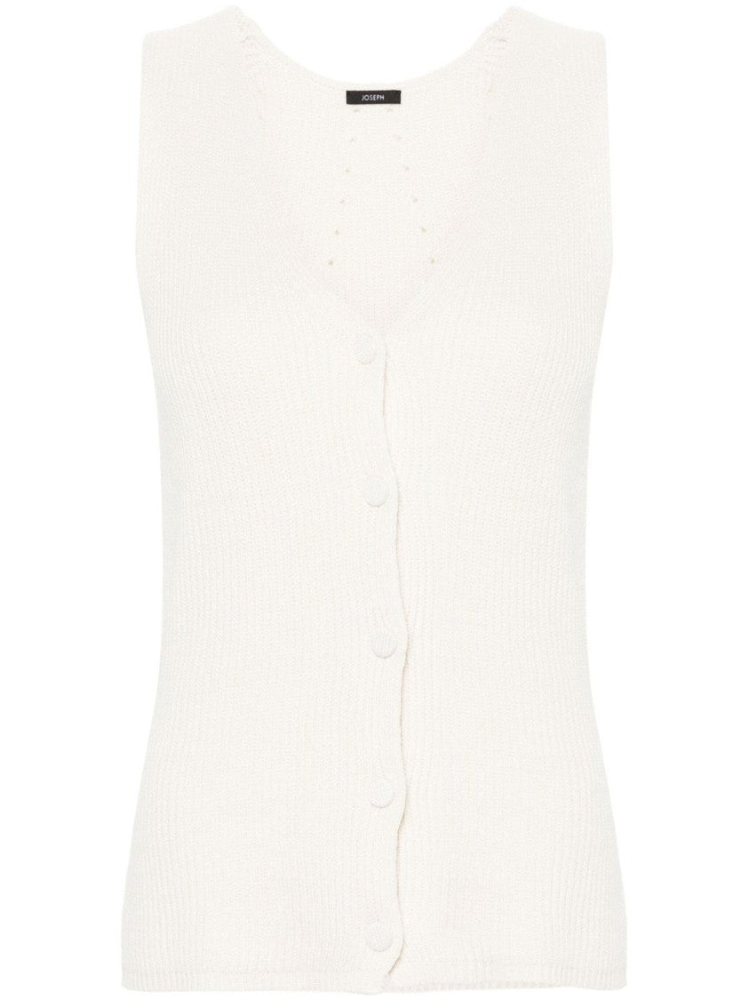 Joseph Textured Linen-Cotton Tank Top With Classic V-Neckline
