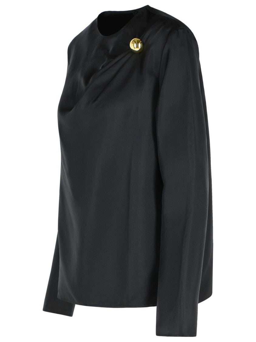 Loulou Studio Azae' Blouse Draped In Black Silk