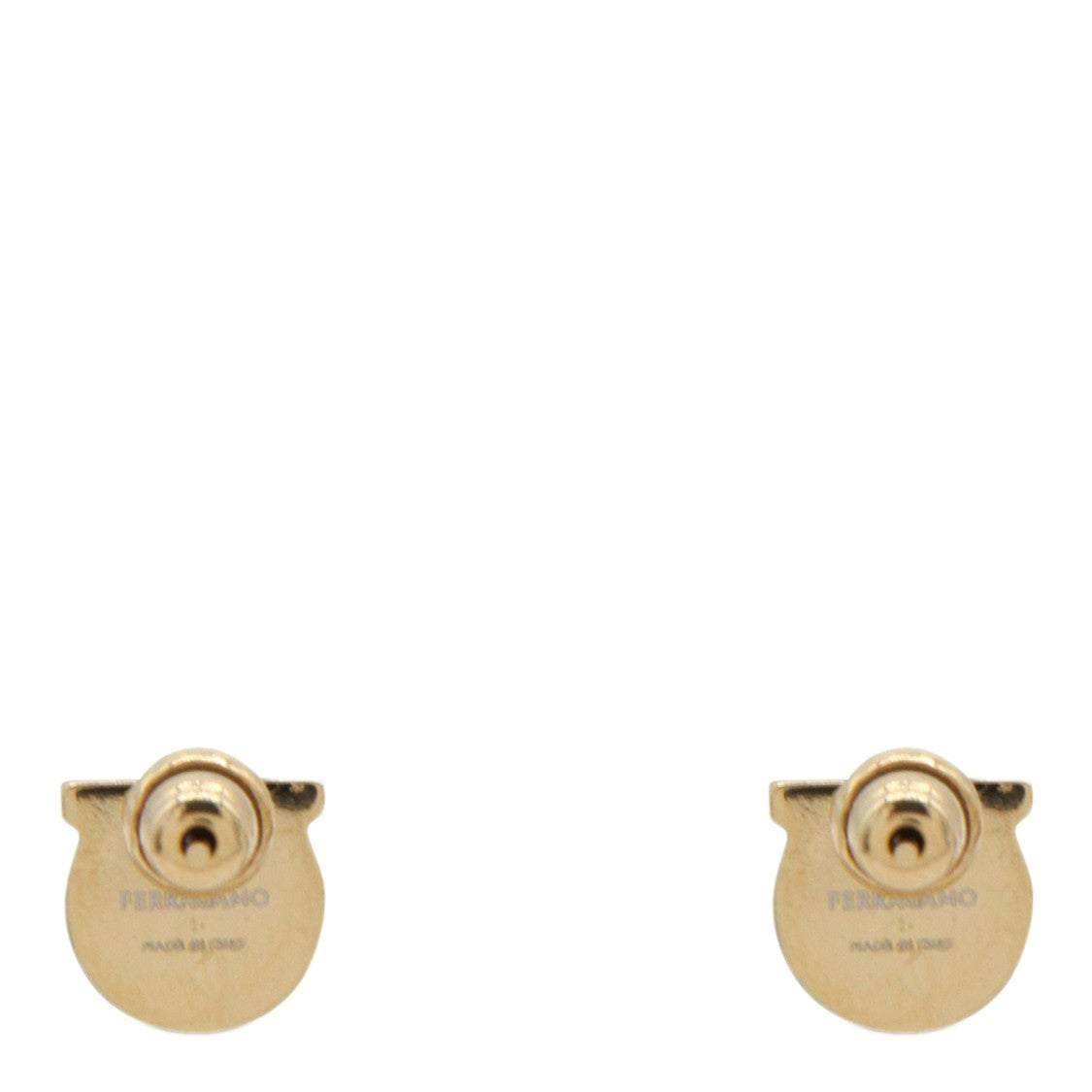 Ferragamo Gold Metal Earrings With Pearl Center And Classic Fastening
