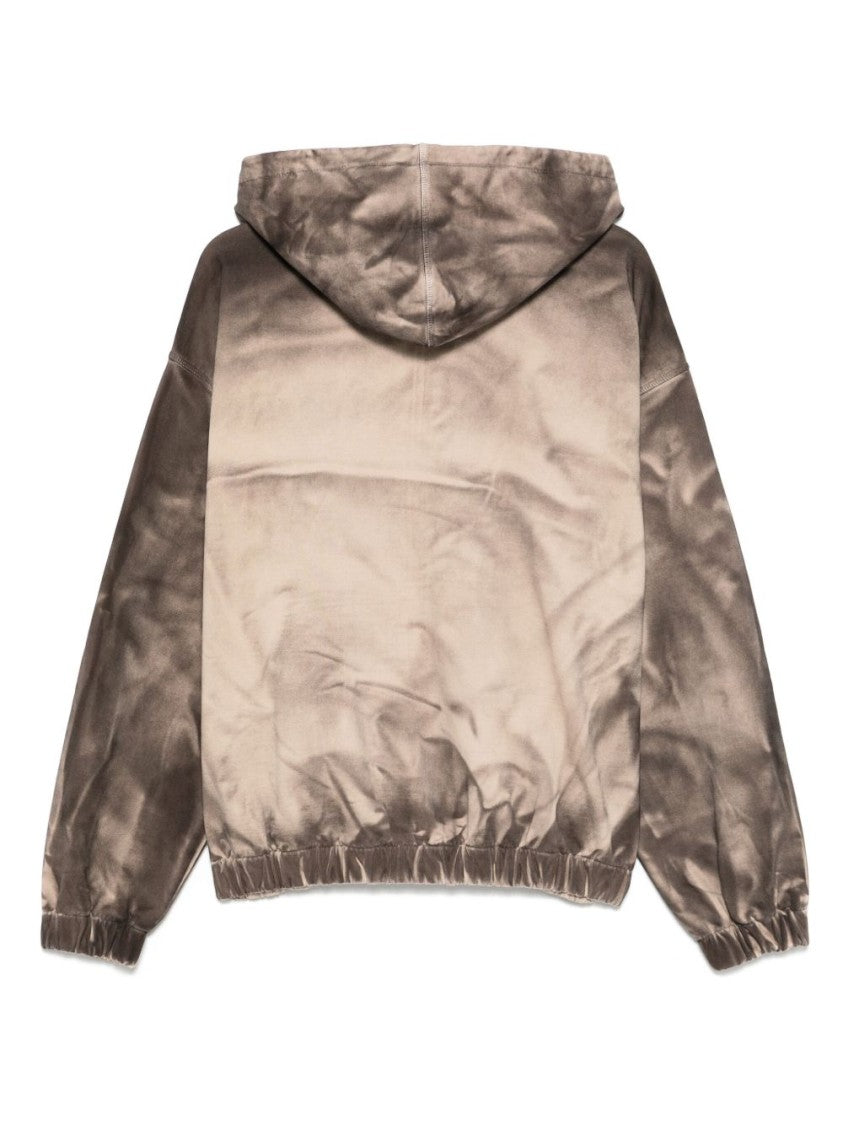 Misbhv Beige Tie-Dye Zip-Up Sweatshirt With Hood