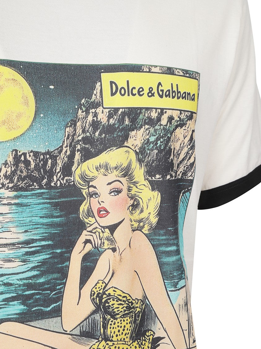 Dolce & Gabbana Graphic Print Cotton T-Shirt With Retro Design