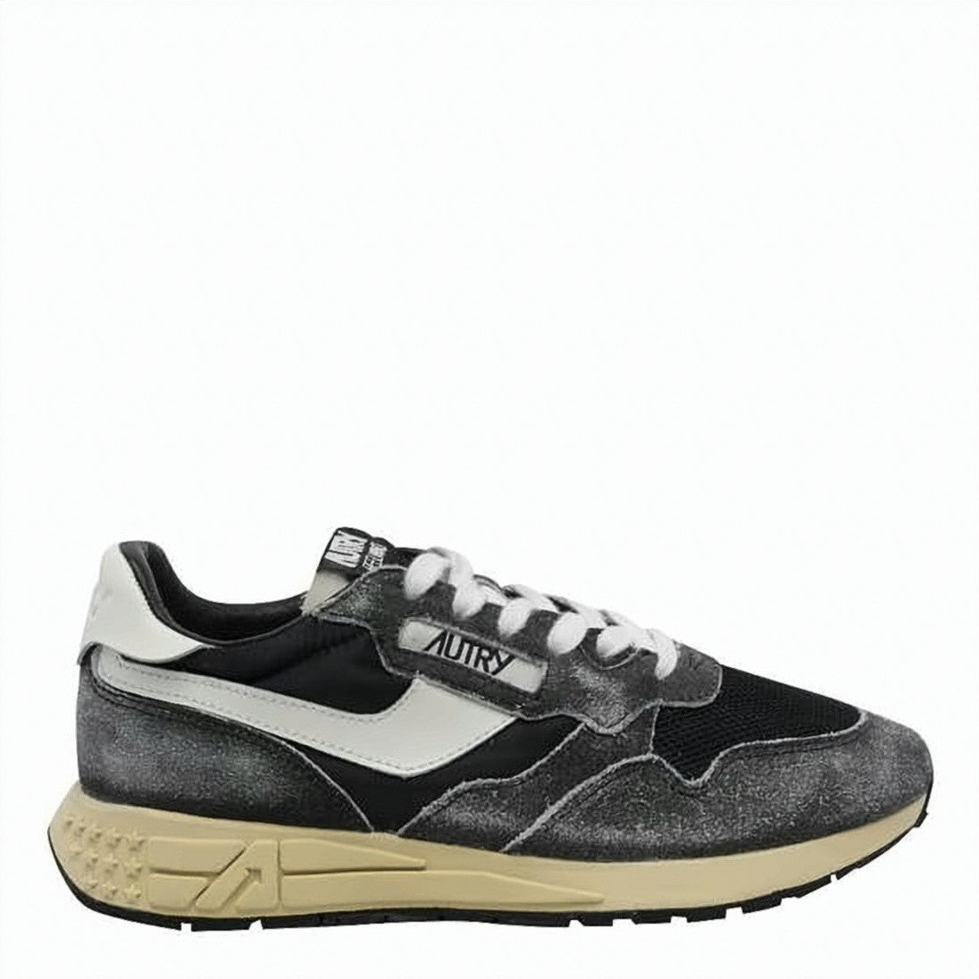 Autry Low-Top Sneakers In Distressed Black And Grey With White Accents