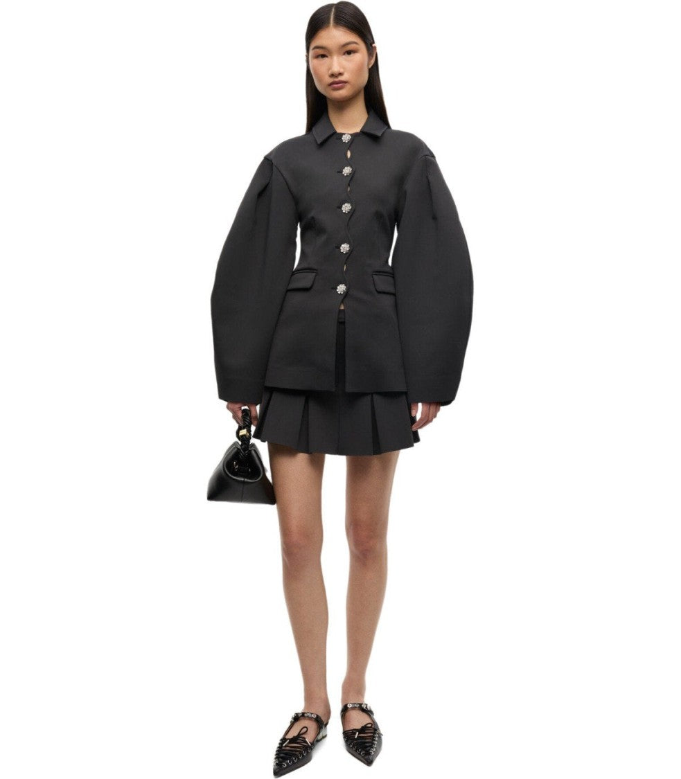 Ganni Black Pleated Mini Skirt