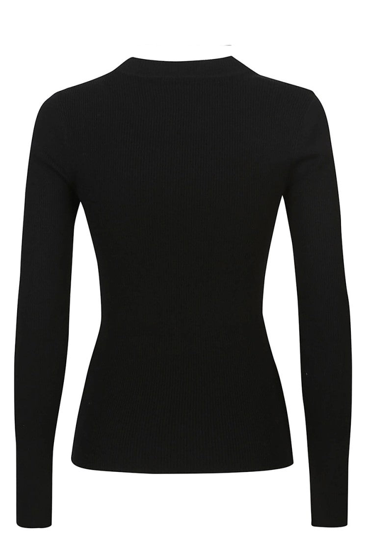 Diane Von Furstenberg Asymmetrical Cutout Black Top Ribbed Texture