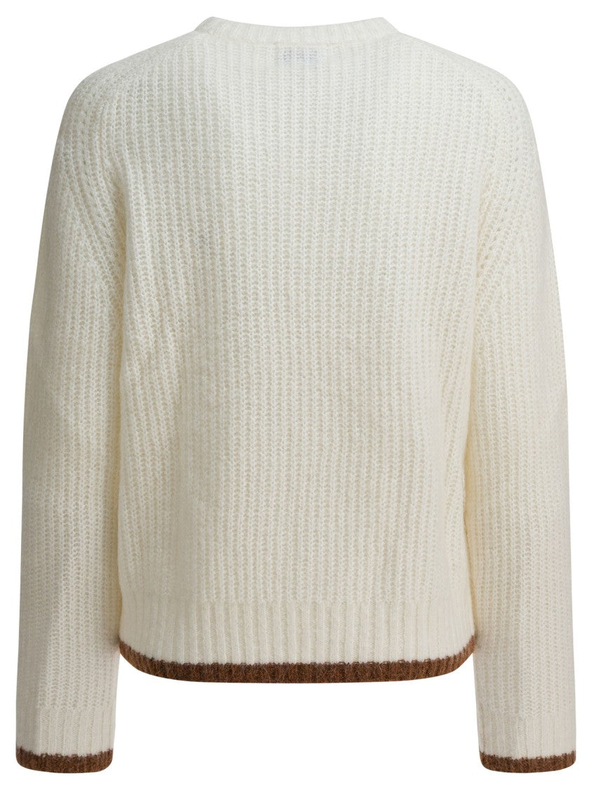 Ines De La Fressange Ribbed Mohair Sweater With Contrast Trim