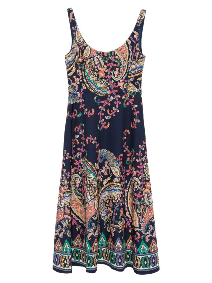 Etro Blue Paisley Scoop Back Dress