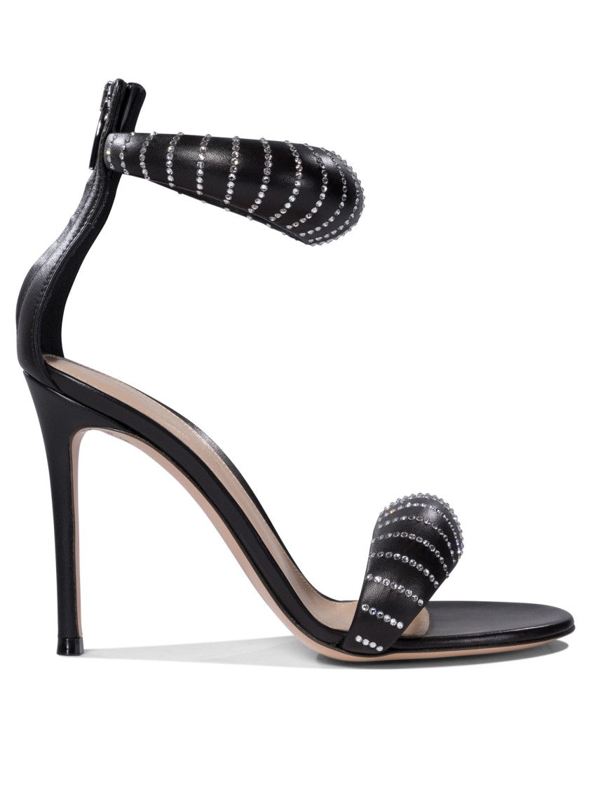 Gianvito Rossi Black Stiletto Sandals With Ankle Strap