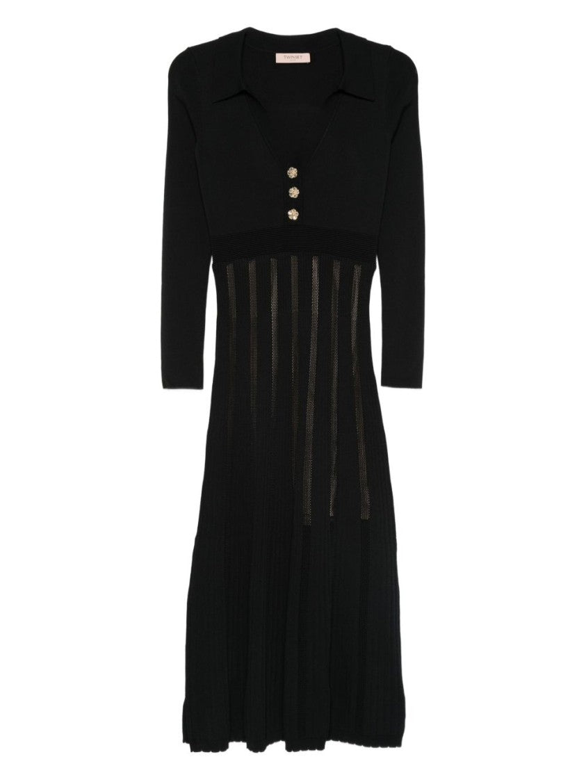 Twin-Set Midi Dress With Deep V-Neckline