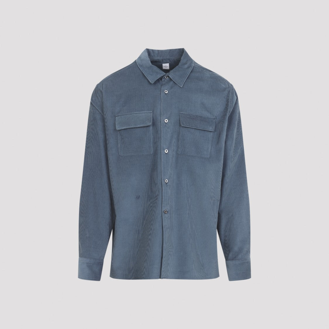 Berluti Blue Cotton Corduroy Shirt With Monogram Embroidery
