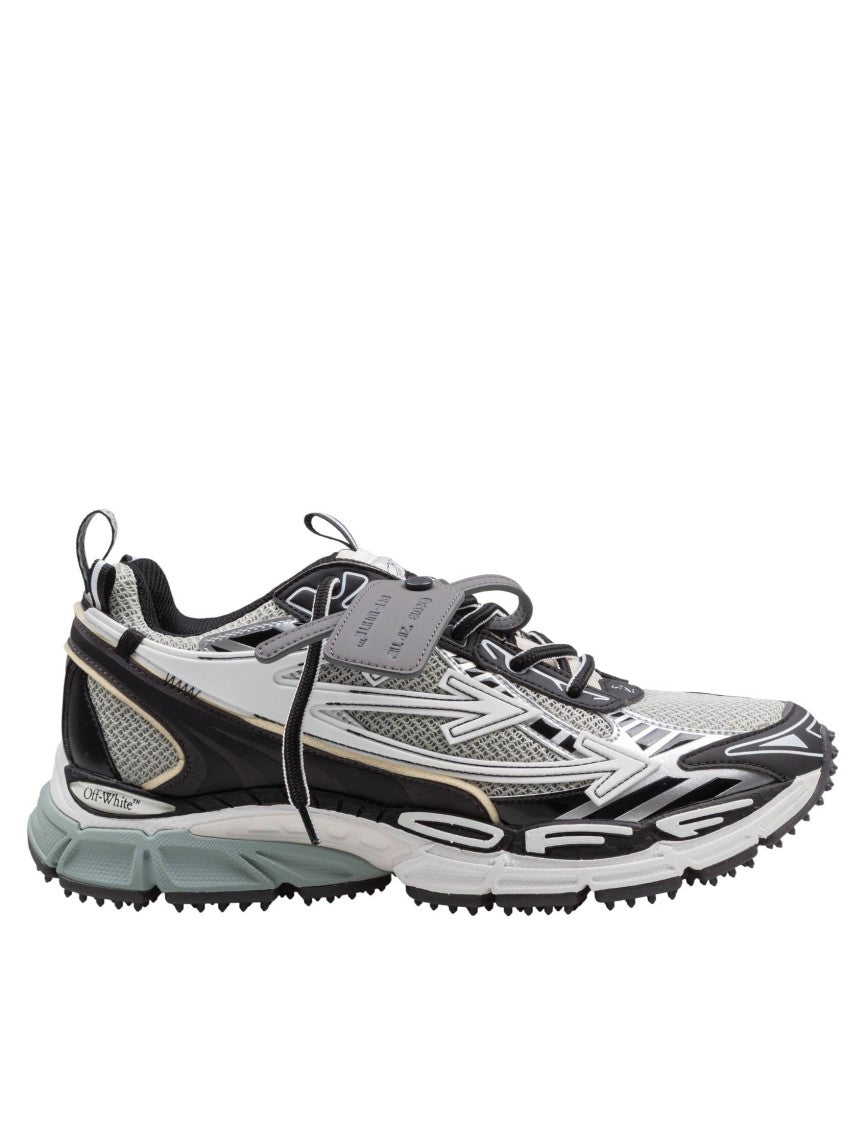Off-White Mesh And Leather Sneakers With Iconic Arrow Motifs And Strap