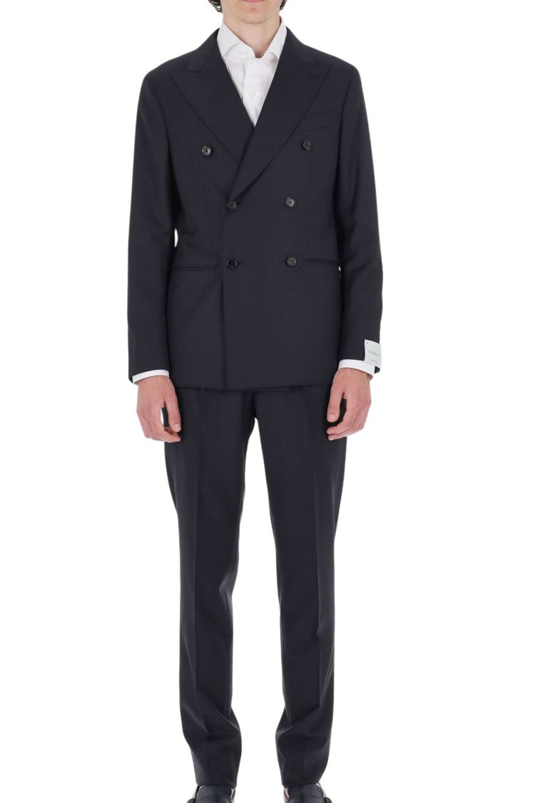 Caruso Blue Miura Double-Breasted Wool Suit
