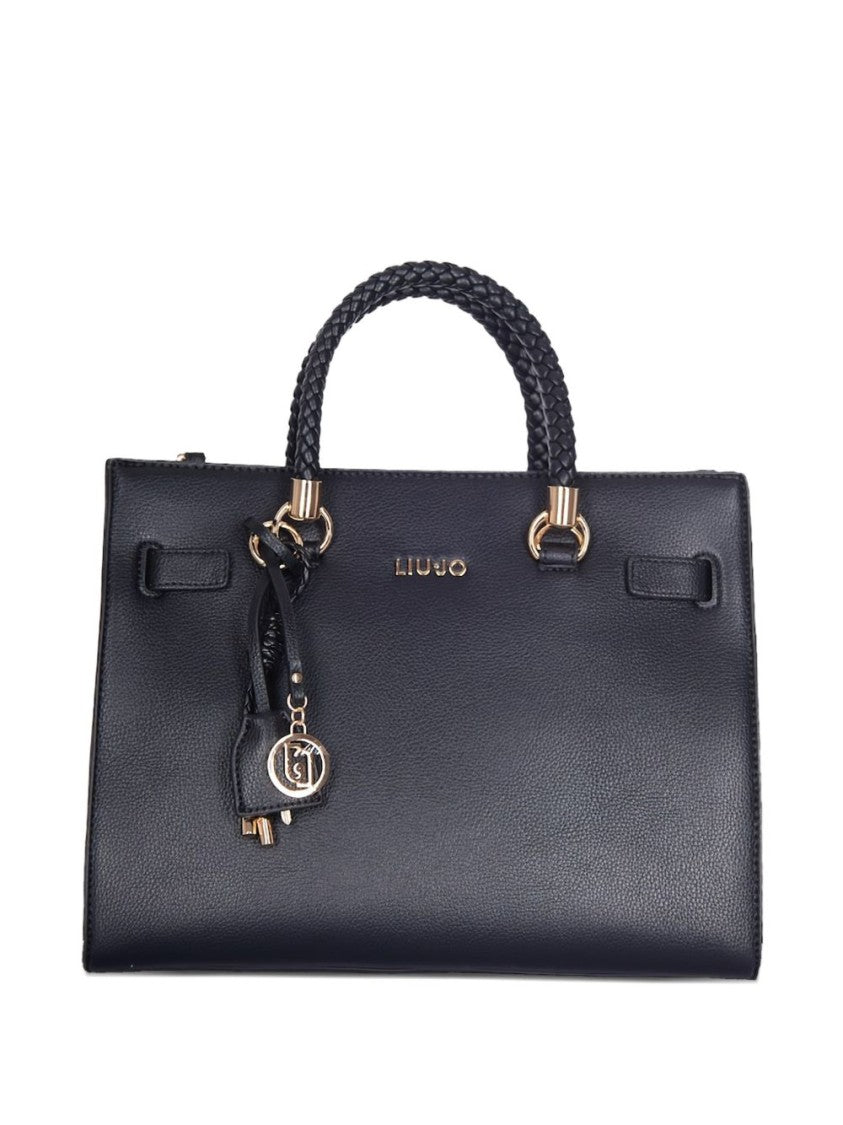 Liu Jo Rectangular Black Handbag With Braided Handles