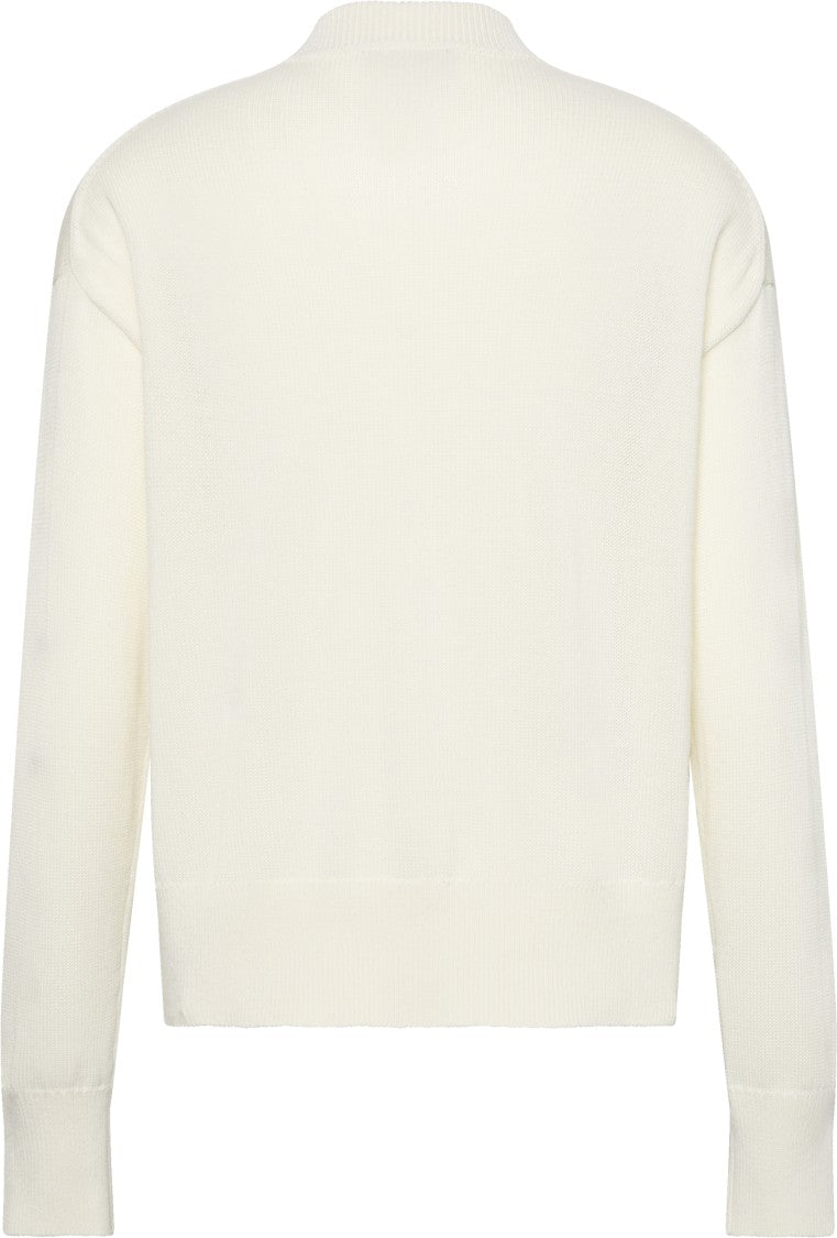 Calvin Klein Cream Relaxed-Fit Sweater With Graphic Logo