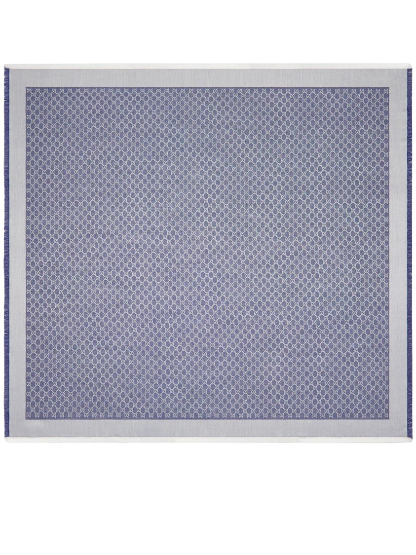Gucci Blue New Gigi Geometric Textile Scarf