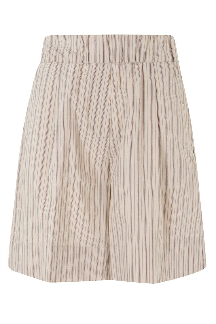 Myths Beige Elastic-Waist Cotton-Blend Shorts