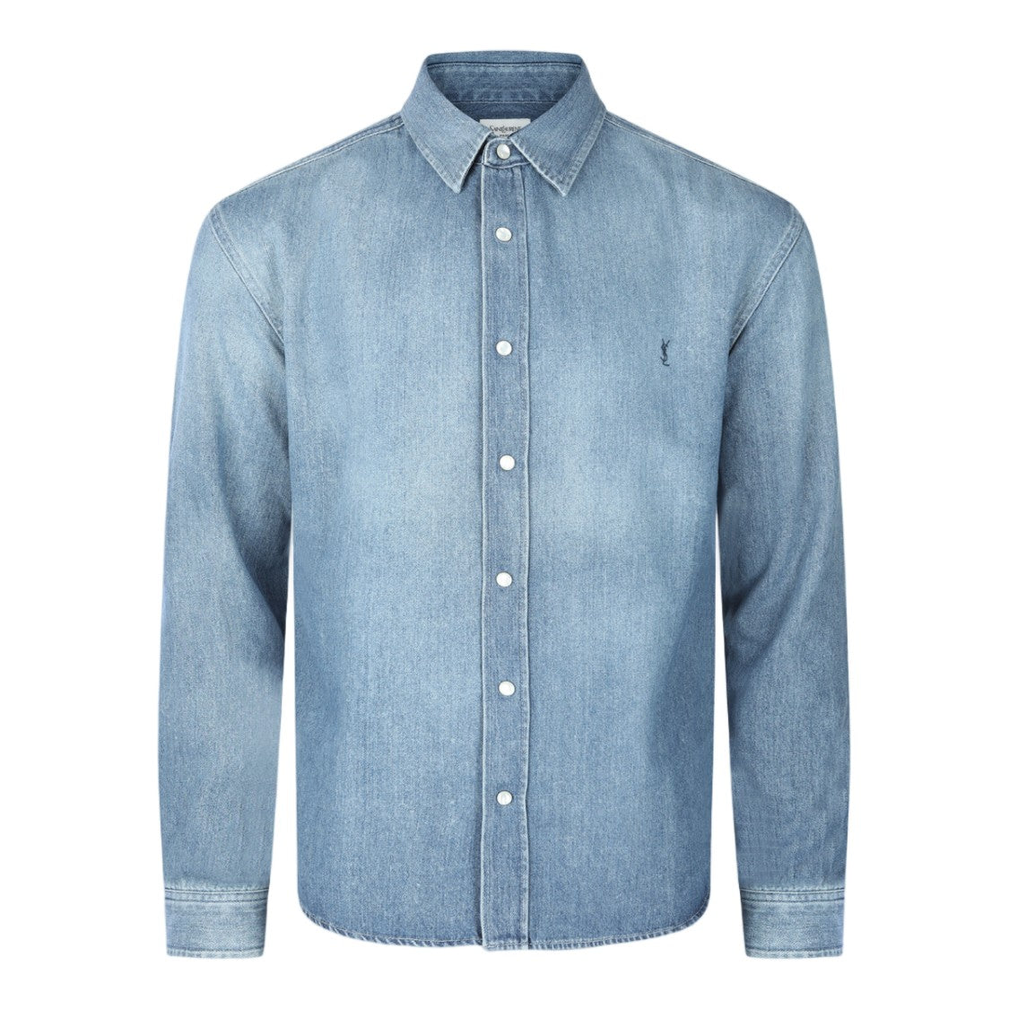 Saint Laurent Long-Sleeve Denim Shirt With Classic Collar