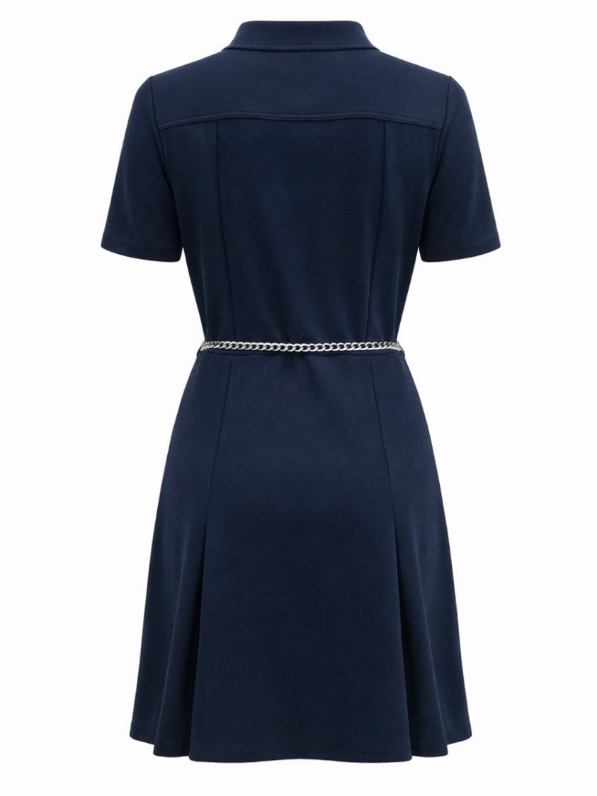 Michael Michael Kors Mini Scuba Structured Silver Chain Dress