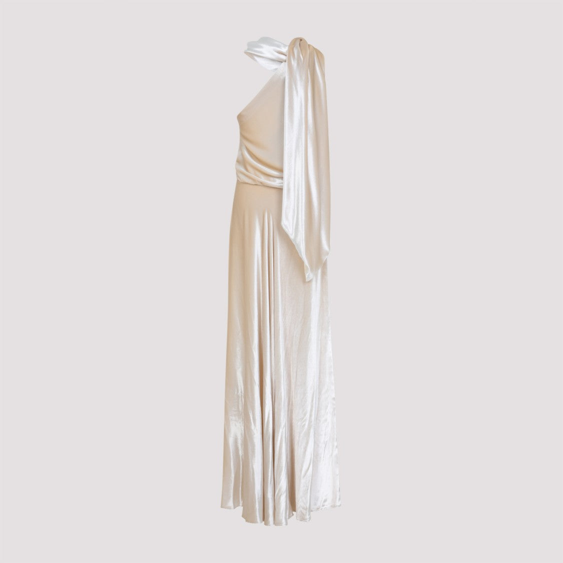 Alberta Ferretti One-Shoulder Maxi Dress With Draped Sleeve