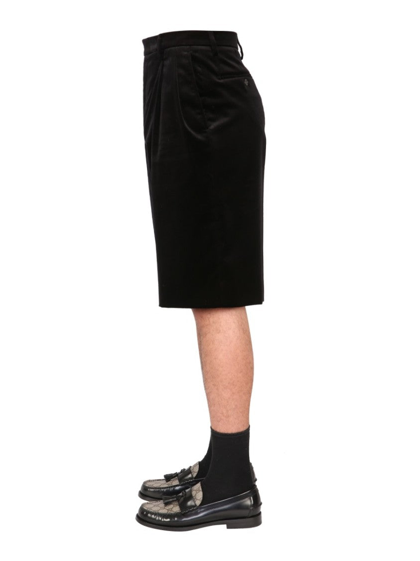 Gucci Stretch Velvet Shorts With Zipper Closure