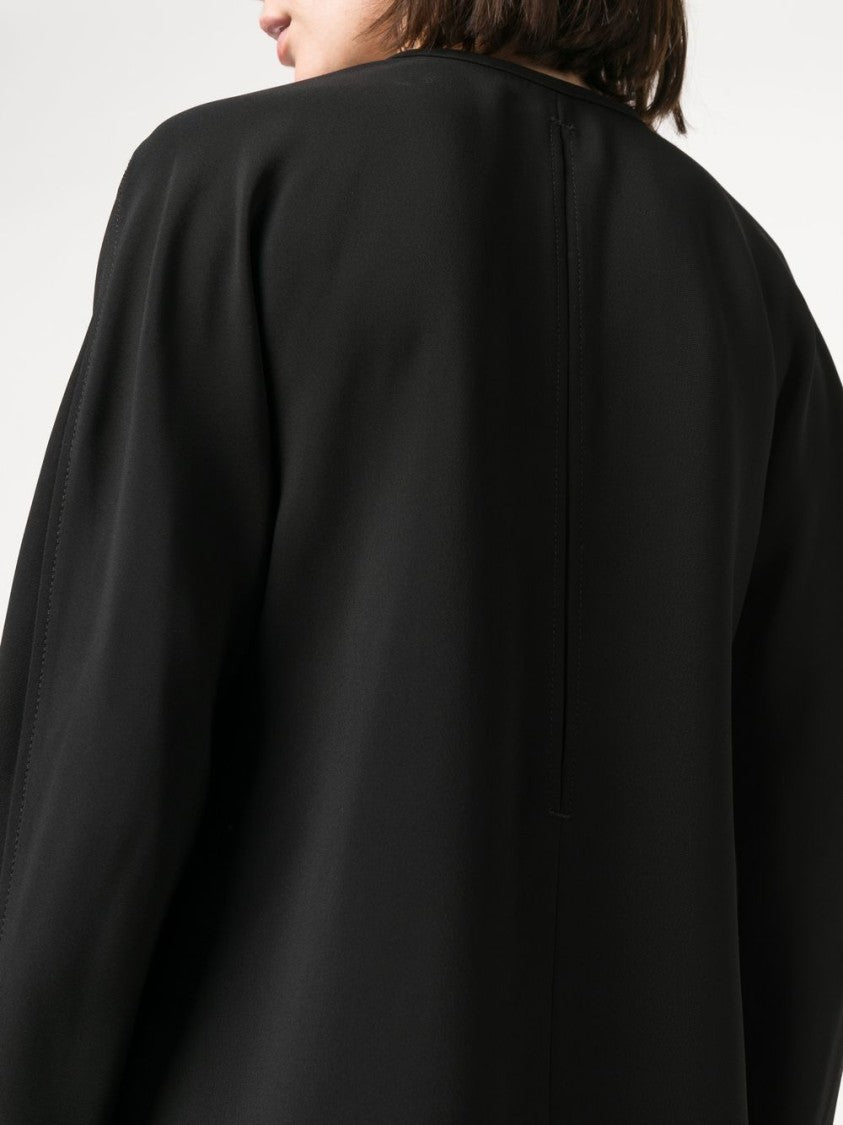 Ferragamo Tie-Neck Black Leather Blouse