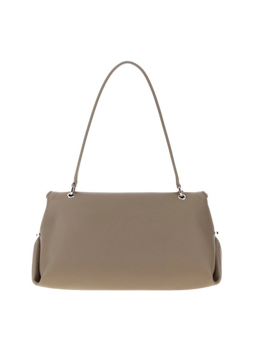 Salvatore Ferragamo Sh M Minimalist Silver Hardware Calf Leather Shoulder Bag