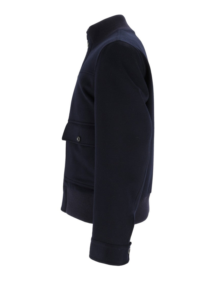 Lardini Blue Structured High Collar Jacket