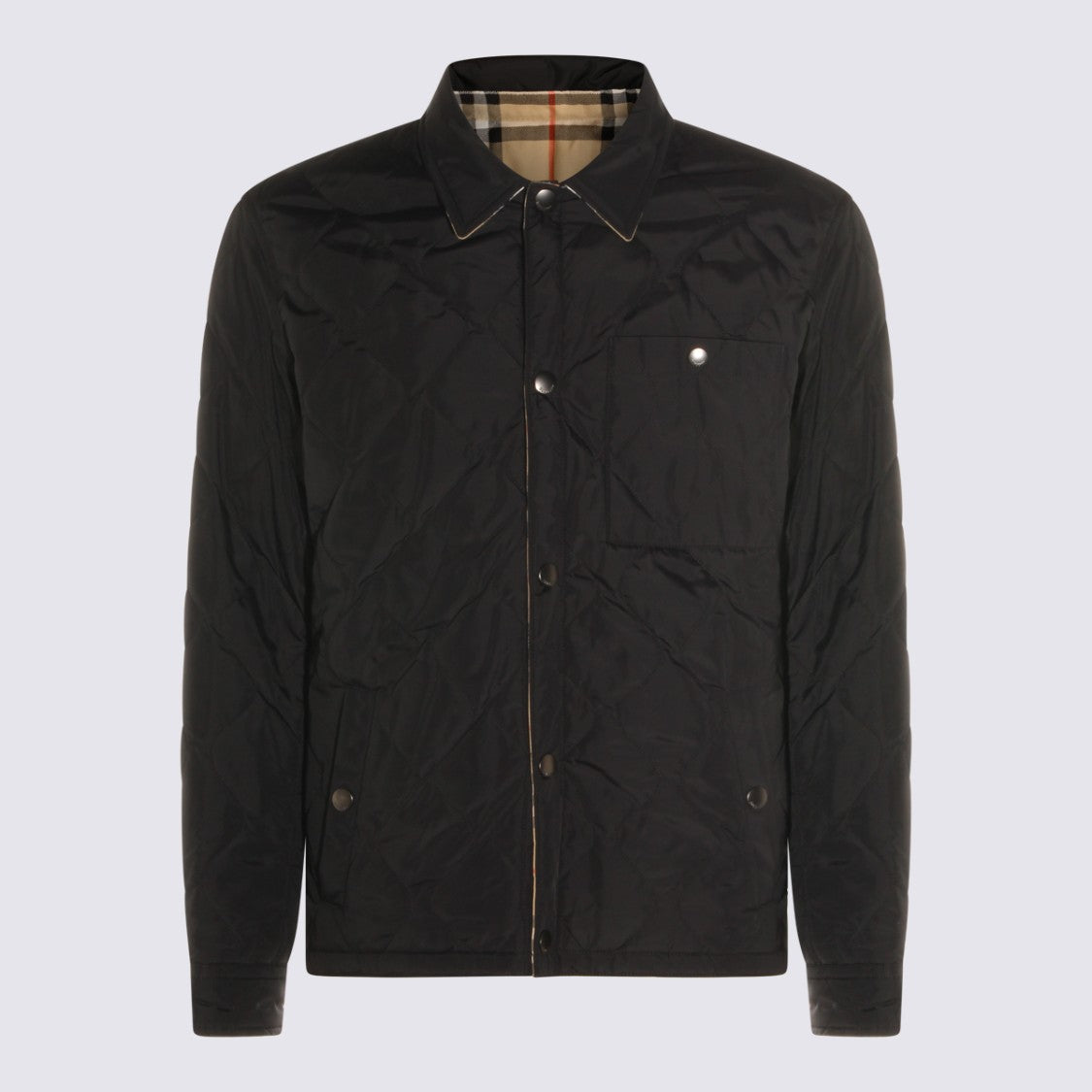 Burberry Quilted Down Jacket With Shirt Collar