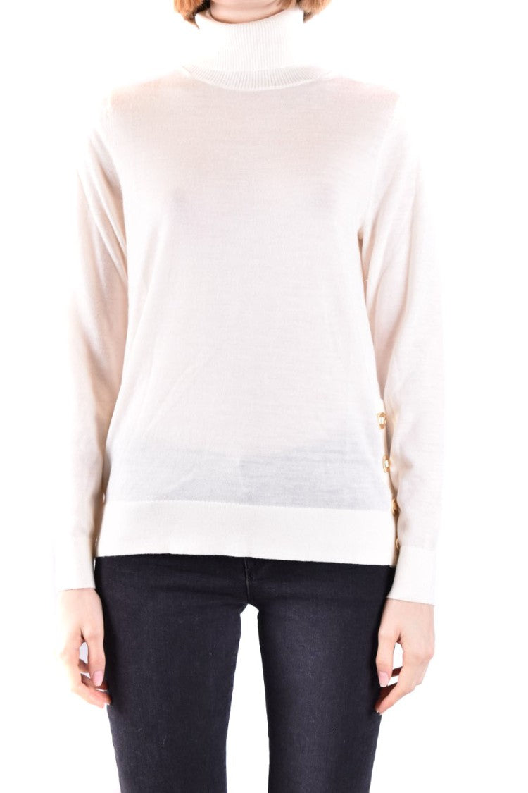 Michael Kors Chic Off-White Wool Sweater Gold Buttons
