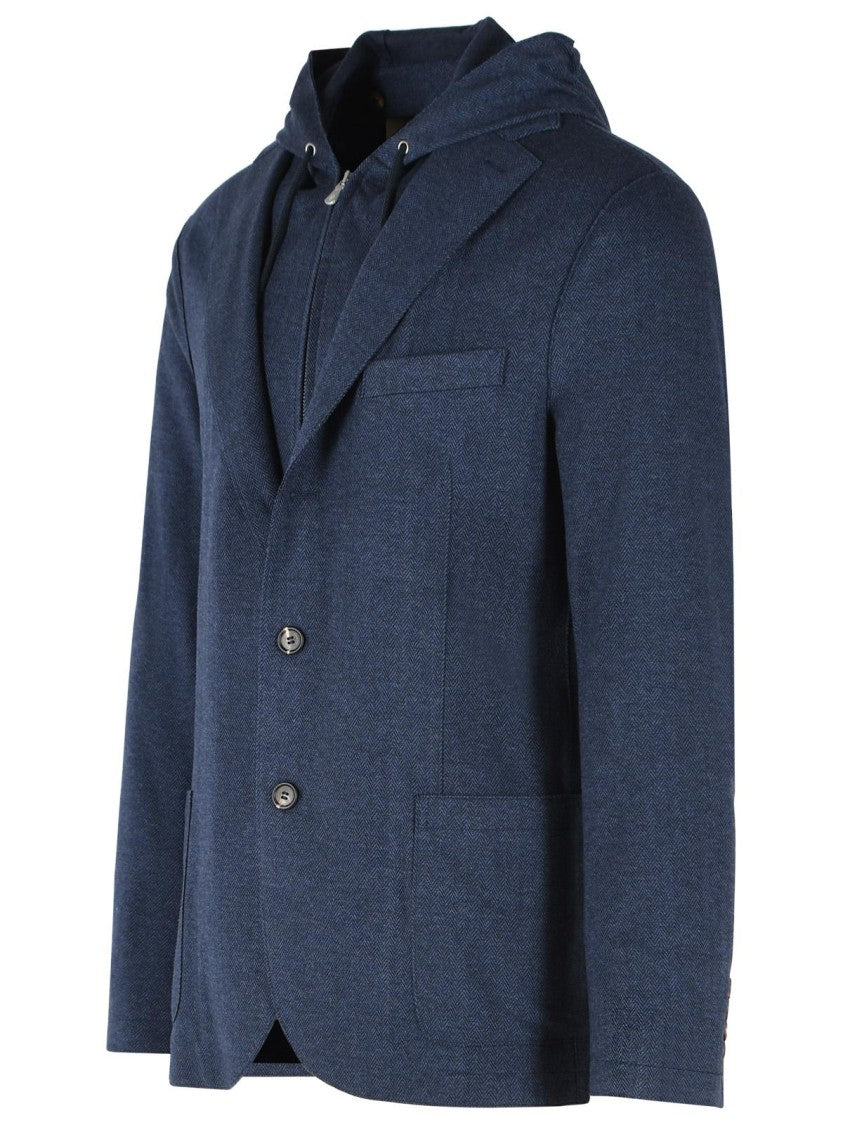 Eleventy Blue Polyester-Blend Single-Breasted Blazer