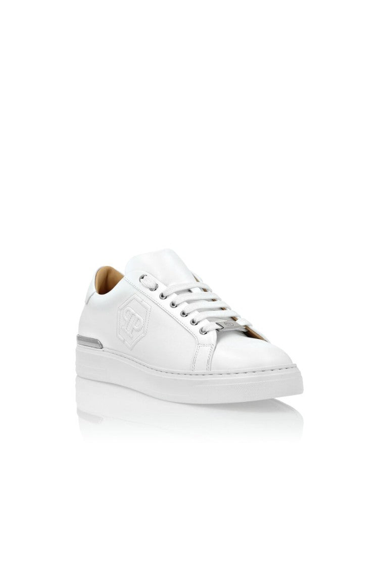 Philipp Plein White Leather Sneakers With Cushioned Insole