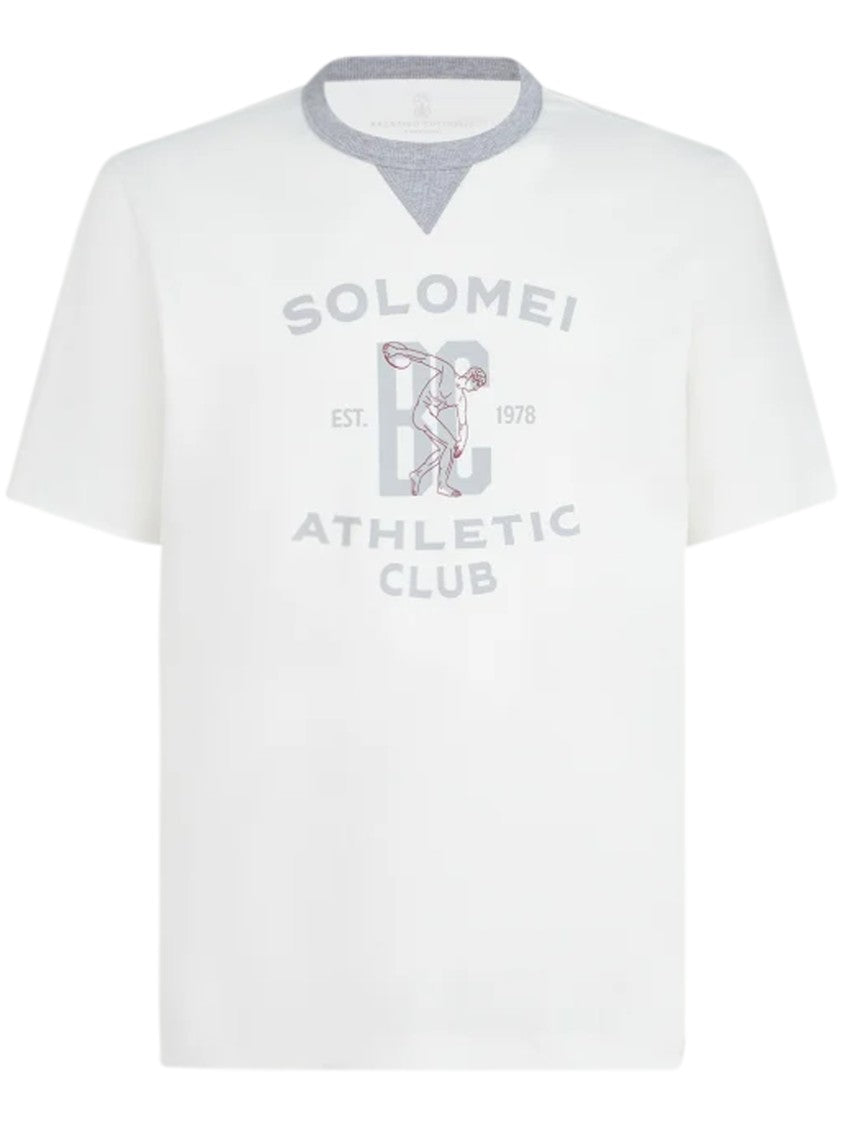 Brunello Cucinelli Classic White T-Shirt With Vintage Graphic Print